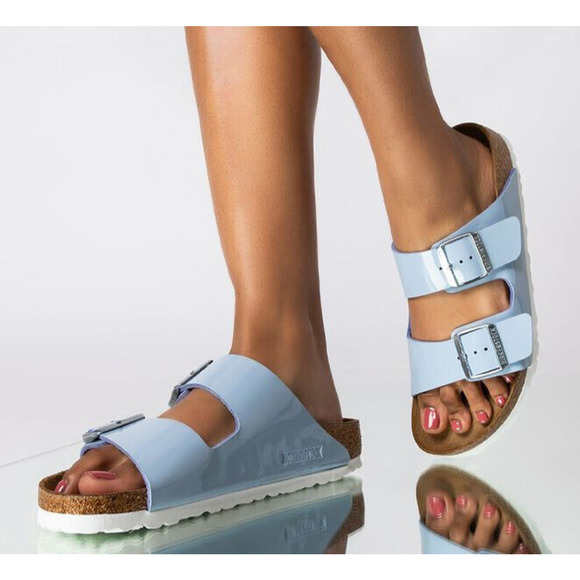 Birkenstock Shoes - Birkenstock Arizona Big Buckle Birko-Flor Patent Dove Blue Size 37 US Women's 6
